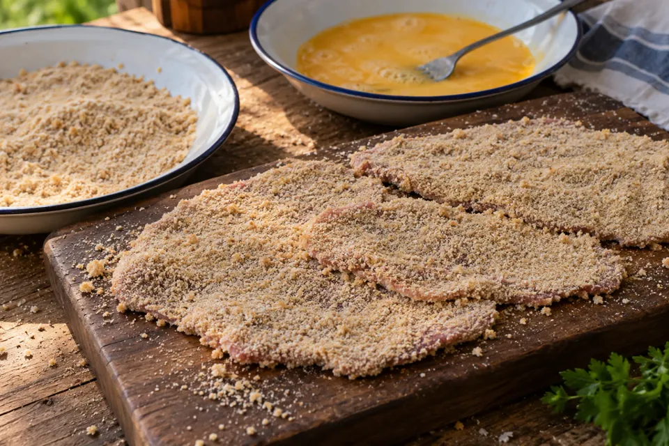 Milanesas de carne empanadas listas para cocinar