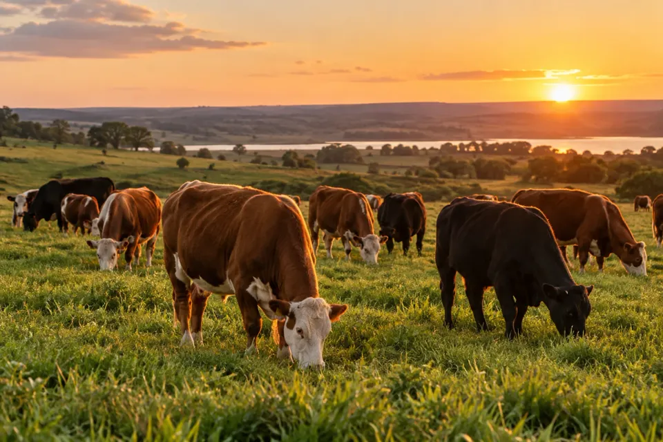 Vacunos pastando en un campo uruguayo